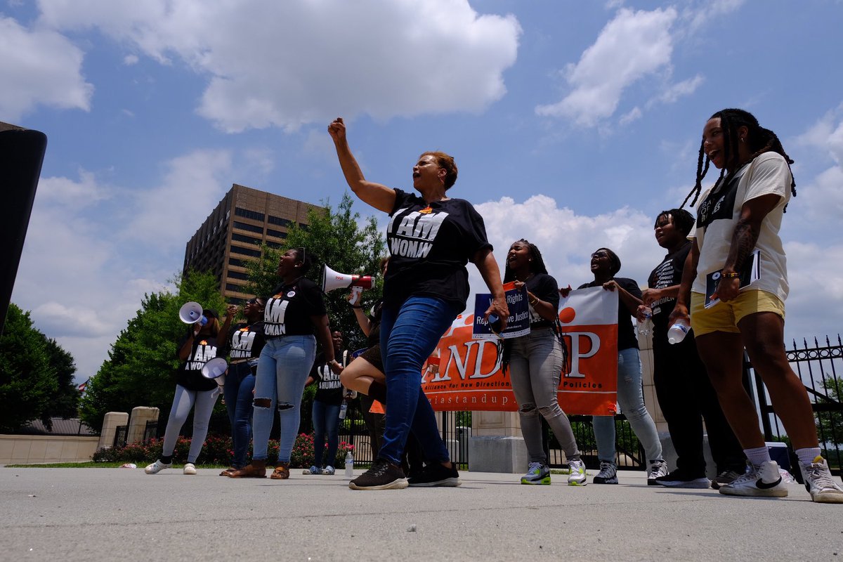 A growing group has gathered outside of the Georgia State Capitol in protest of RoeVsWade being overturned. They are chanting My Body, My Choice and are holding signs. 