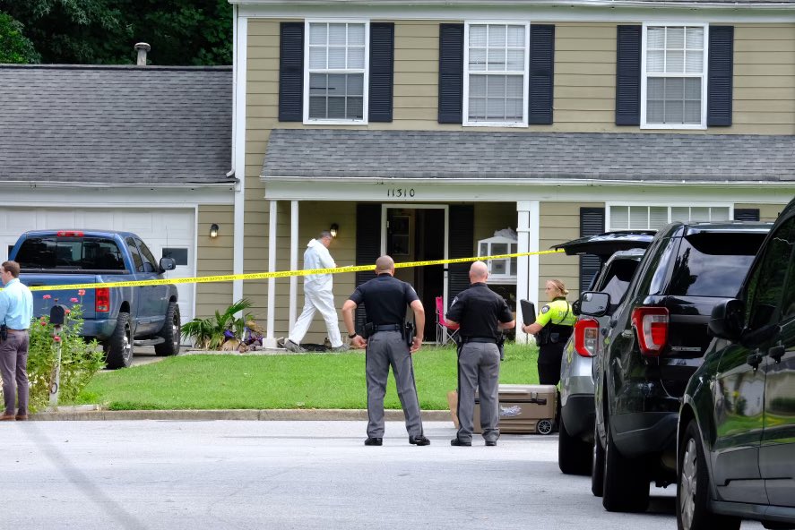 John's Creek police say someone shot two people at this home on Bramshill Drive around 8 this morning. 1 person has died, 1 person is at the hospital, and police have detained 1 person of interest.