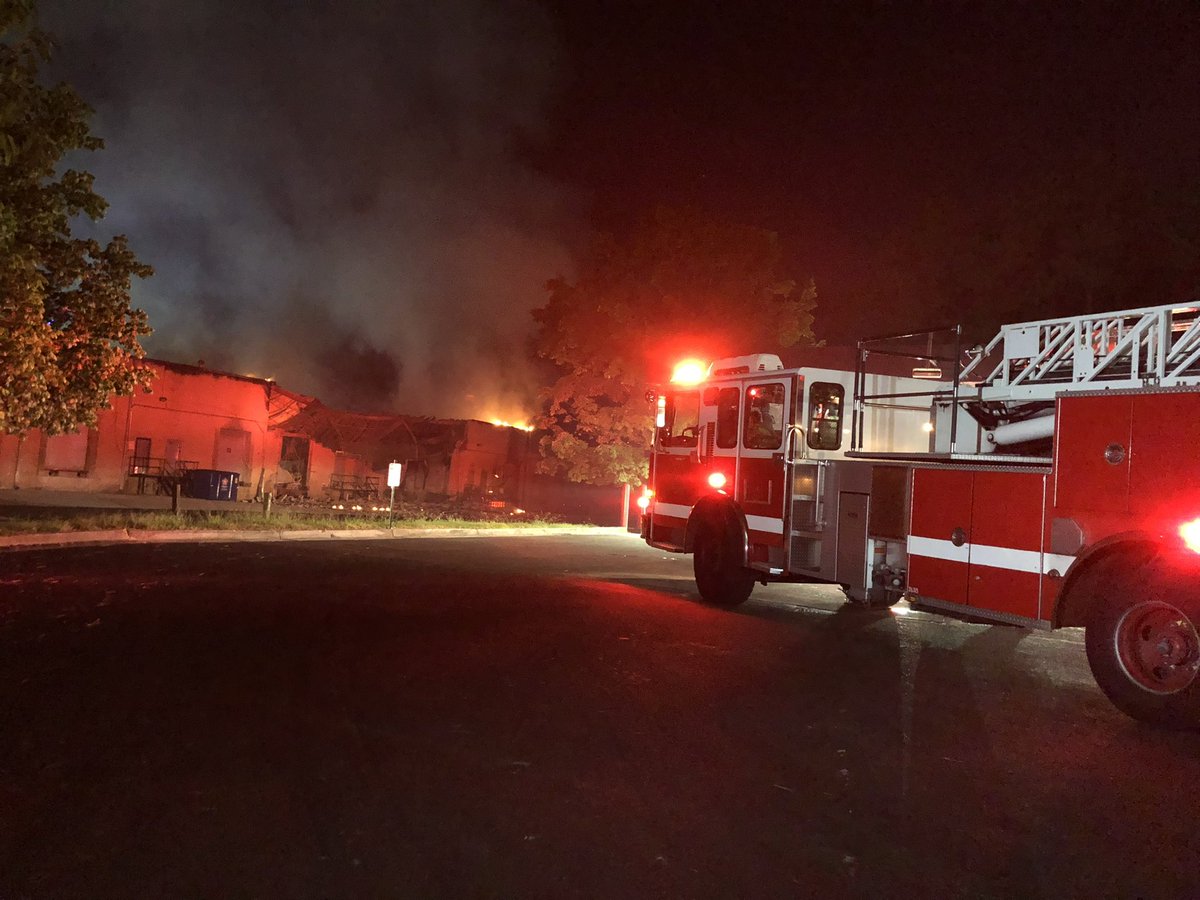 Early AM fire has destroyed Atlanta Custom Iron Works. No injuries; City of South Fulton Fire & Rescue says cause under investigation &amp; firefighters will be here for a few hours to put out hotspots. Businesses on each side have been damaged but not severely.