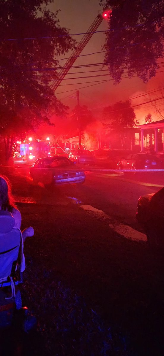 According to a Columbus man who lives around the corner and took these shots below firefighters have the majority of it under control from what he can tell. He also says the power lines are starting to pop