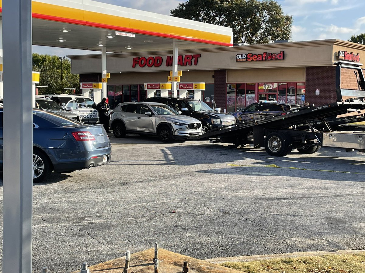 At least one person is dead after a shooting on Old National Hwy. @CollegeParkPD are investigating. A bystander says he heard one gunshot and saw the victim in a vehicle getting gas