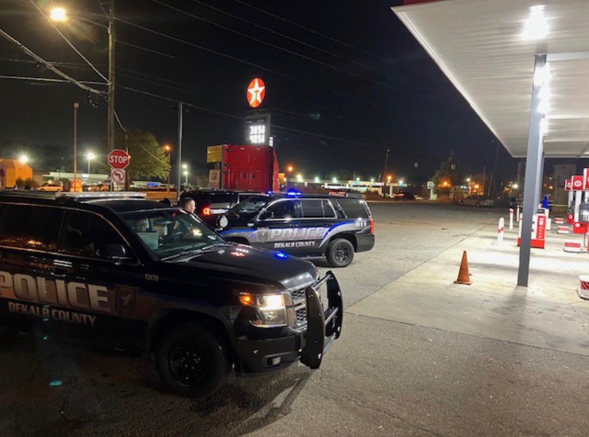 Dekalb County Police say 2 men were shot at this Texaco on Memorial Drive in Stone Mountain. Circumstances leading up to the shooting under investigation