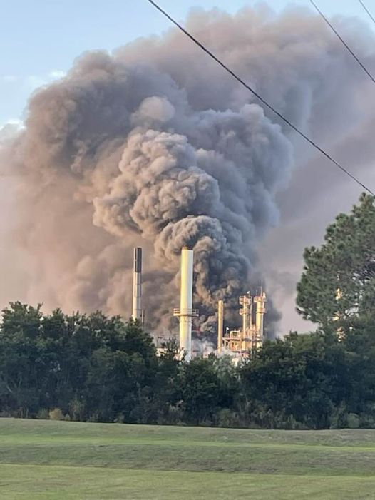 Explosion/fire at the Symrise plant in Glynn Co.  -1 mile evacuation zone includes these neighborhoods: Royal Oaks Satilla Shores Hickory Bluff -3 mile shelter in place radius.  Fire is contained, all employees evacuated with no injuries there. 1 firefighter minor injuries