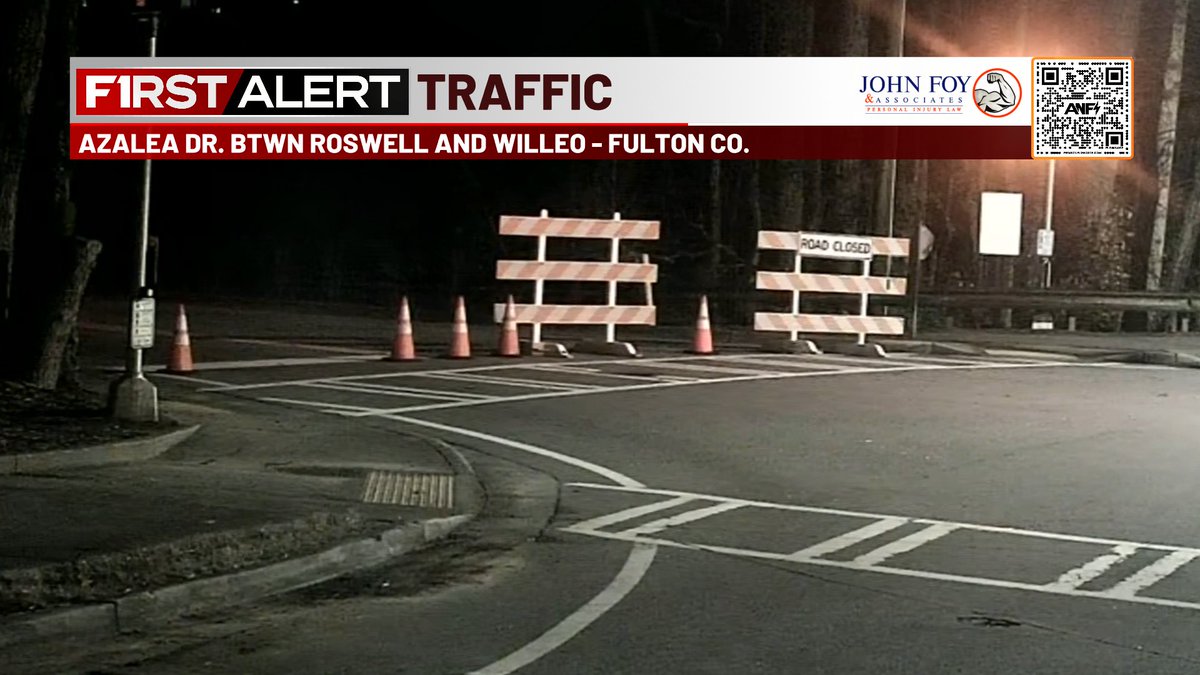 First Alert Tracker at Azalea Drive where the road is blocked off between Roswell Rd. and Willeo dueto flooding