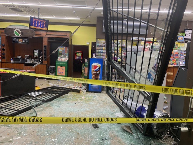 DeKalb Police are looking for the driver who crashed into the front of a gas station in Decatur this morning just after 2 a.m