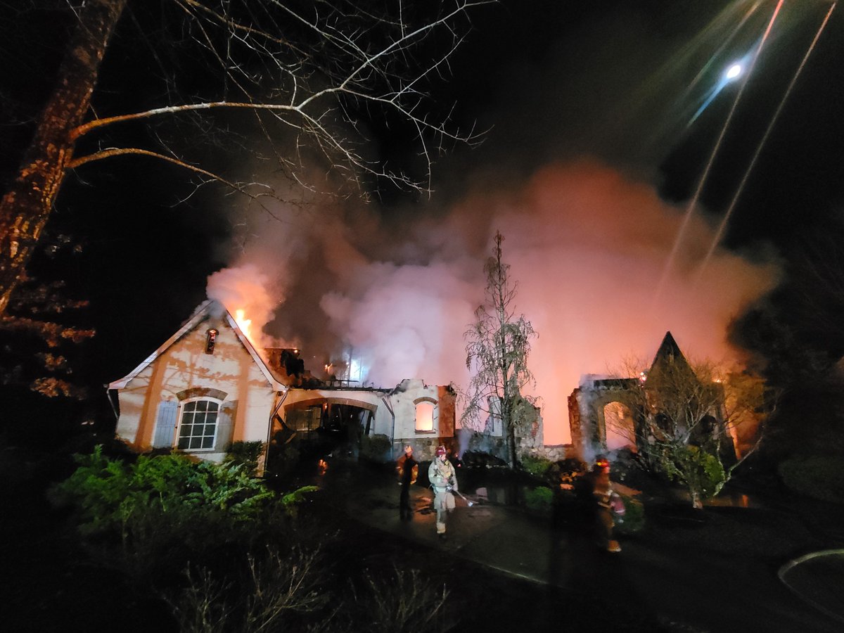 Firefighters are currently onscene of a large house fire in the 4700 block of Cuyahoga Cove in Suwanee. The 9,000 square foot home was fully involved upon arrival. The fire has been knocked down and no injuries have been reported