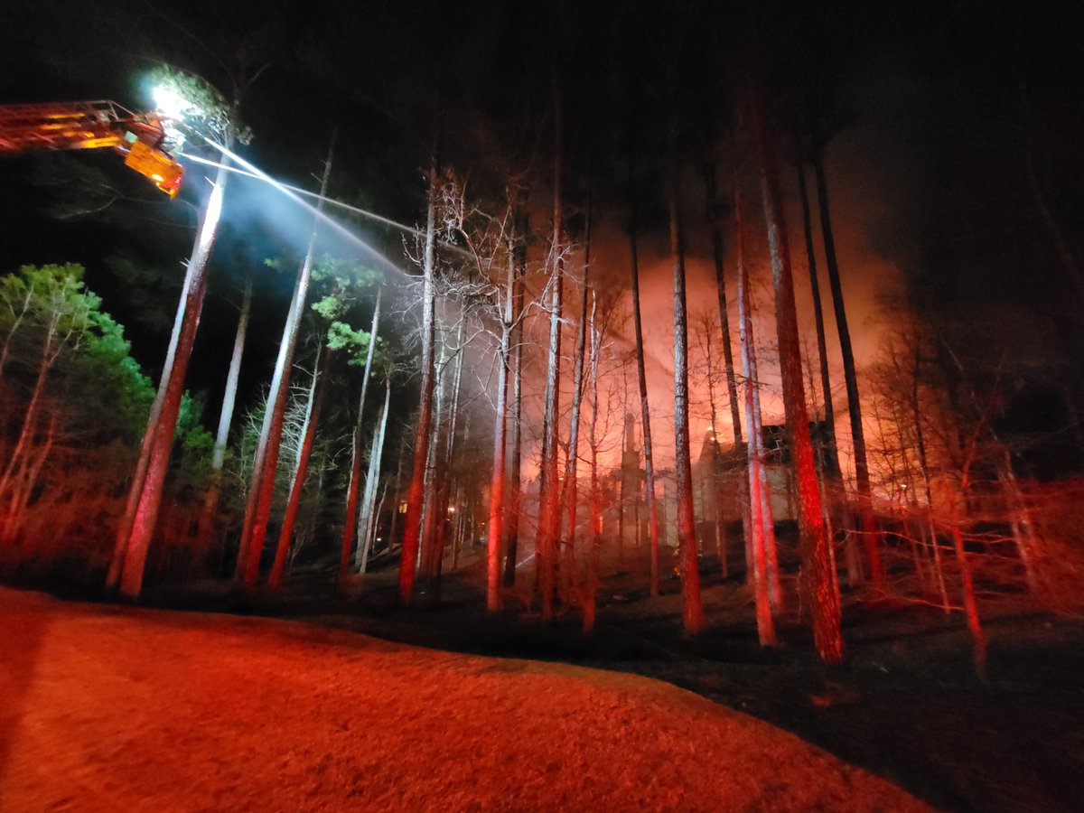 Firefighters are currently onscene of a large house fire in the 4700 block of Cuyahoga Cove in Suwanee. The 9,000 square foot home was fully involved upon arrival. The fire has been knocked down and no injuries have been reported