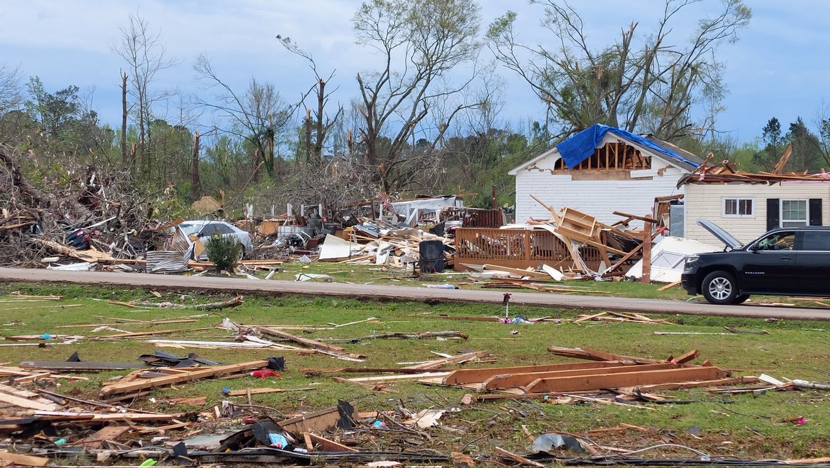 The roads are open, and the clean-up has begun in West Point Georgia after a tornado destroyed homes, flipped cars, and tore into this church. @TylerFingert  spoke with community partners' volunteering to help clean up. 