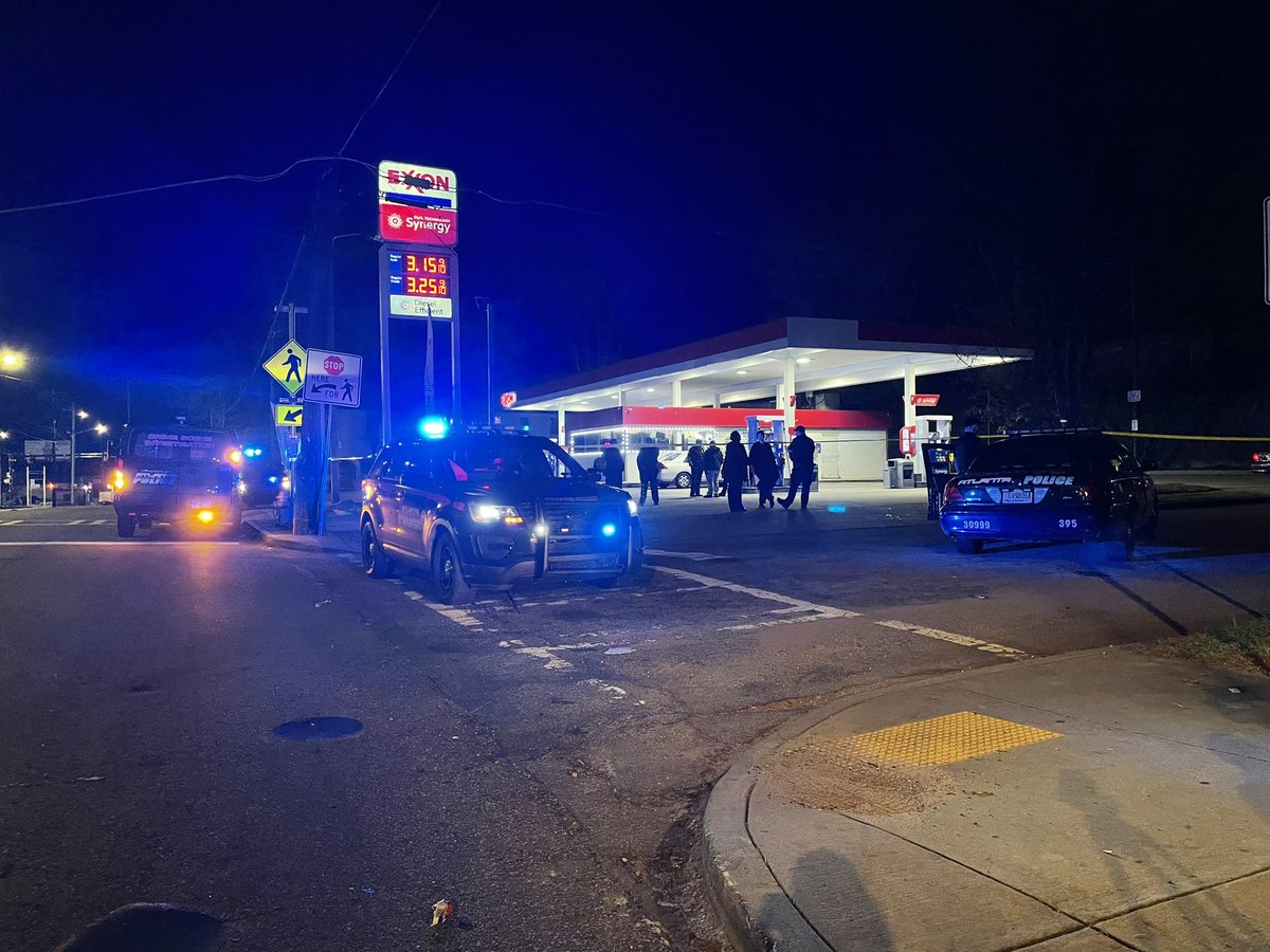 Two shot, one killed in early morning shooting in SW Atlanta. The shootings happened at two separate locations — the first one happened here at the Exxon gas station on Metropolitan Pkwy.