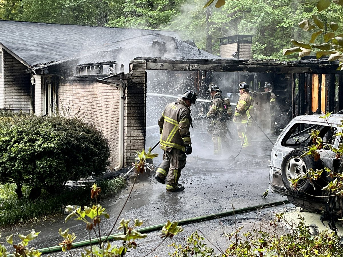 DeKalb Firefighters putting out house fire on Oxbow Rd. Appears at least one firefighter may have been injured, but appears homeowners got out safely
