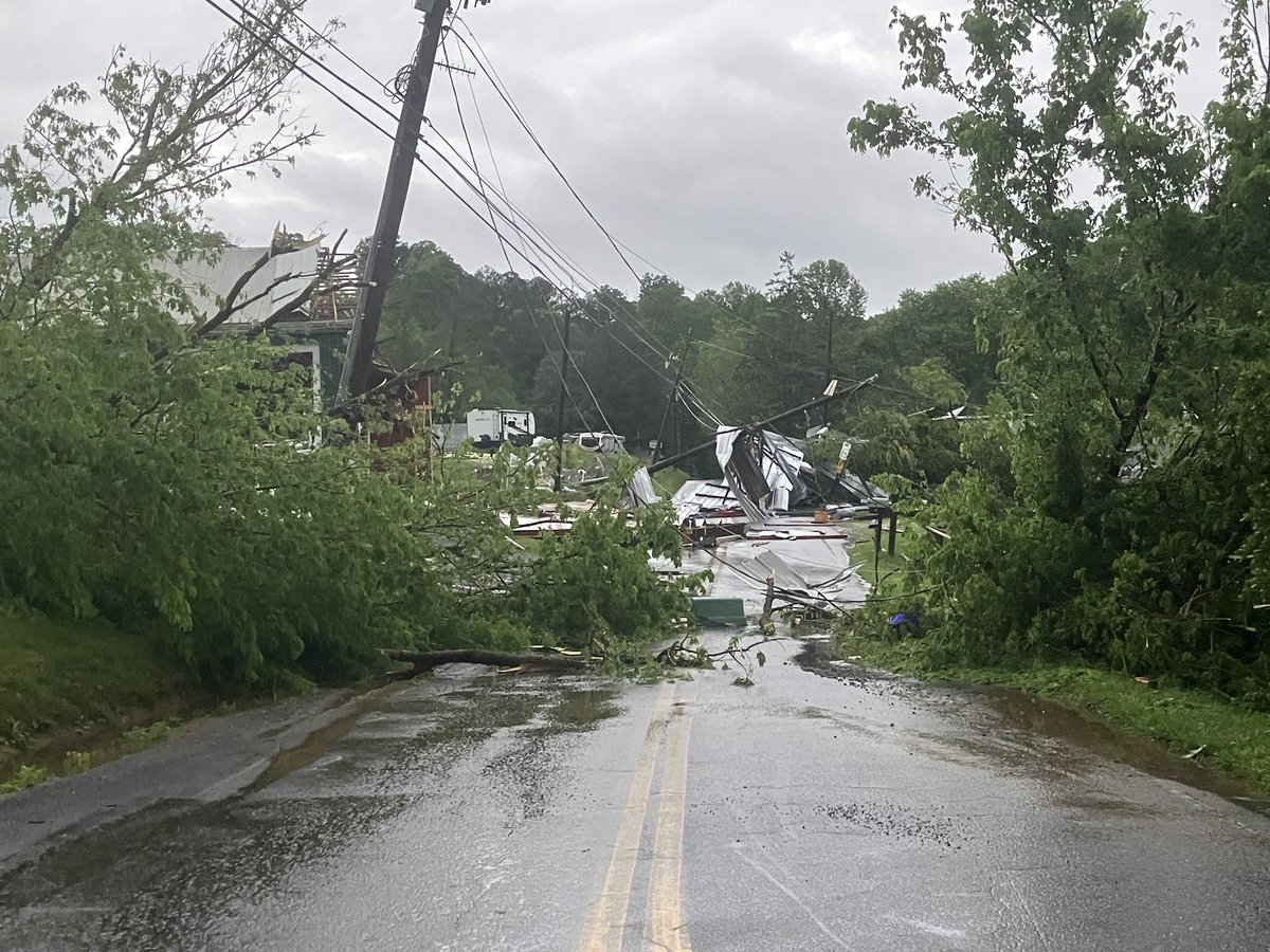 Significant storm damage on Ellington Road at Old Hwy 5 in Ellijay.  