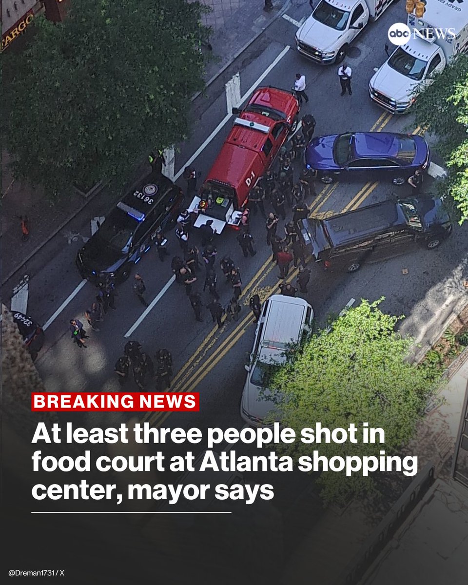 At least three people have been shot in the food court of an Atlanta shopping center, according to police.The suspect was also shot, police said, adding that everyone is &quot;alert, conscious and breathing
