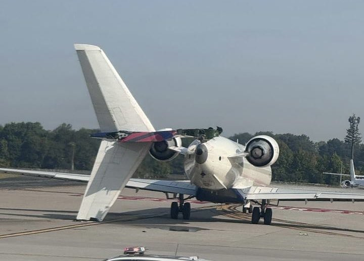 Atlanta Georgia DeltaAirLines Airbus A350-941, collides with a DeltaConnection Bombardier CRJ_900LR at Atlanta International Airport this morning.The right wing of an Airbus A350 taxiing as DL295 Reg: N503DN to Tokyo_Haneda made contact with the tail of an EndeavorAir 