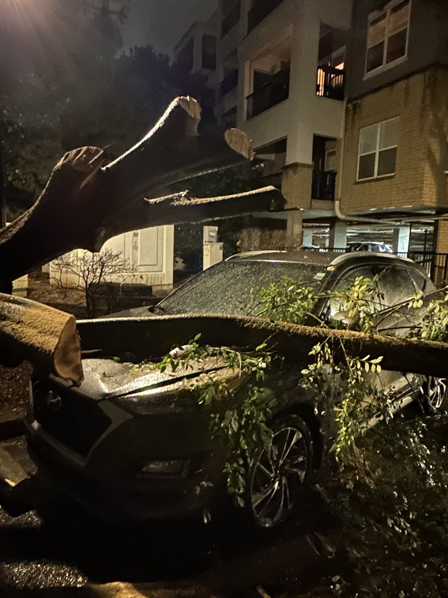 Damage from tonight’s storm and heavy rain, so far. A tree has crushed this SUV off Inman Village Pkwy NE in Atlanta. 