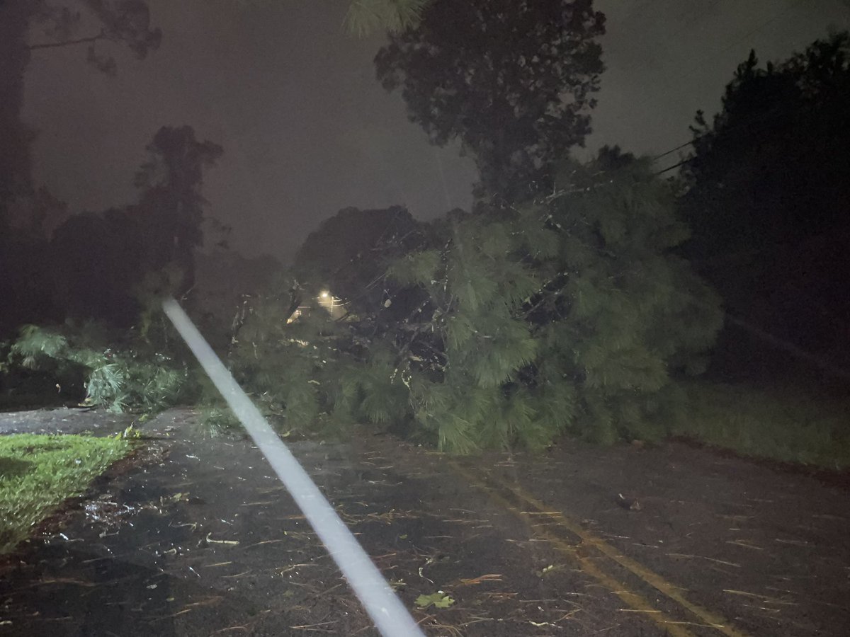 HurricaneHelene is making itself known in Waycross, GA. A massive  tree fell on top of a pick up truck, blocking a roadway on Baltimore Avenue