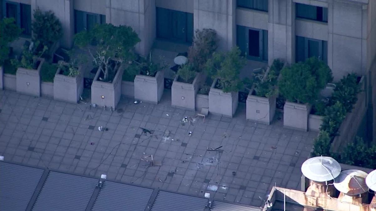 A look at the furniture thrown from a room at The Four Seasons in Midtown Atlanta during a SWAT standoff. 