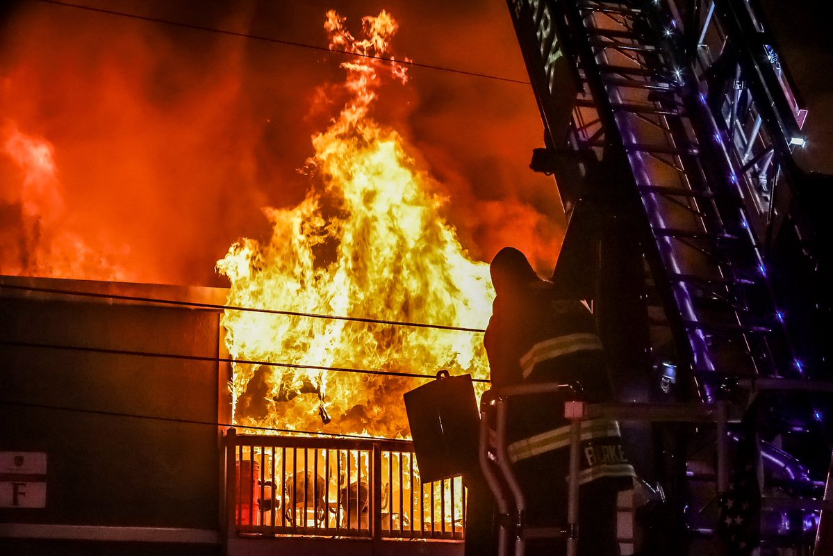 College Park and Atlanta Firefighters at the scene of an apartment fire on Godby Road