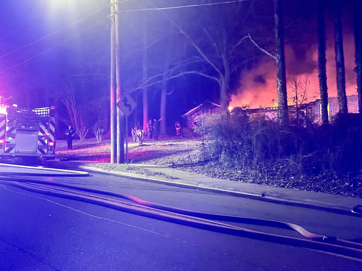 Structure fire at home on Dobson Drive Connector. Home is destroyed. @EastPointPolice and Fire on scene. This is right off Washington Road