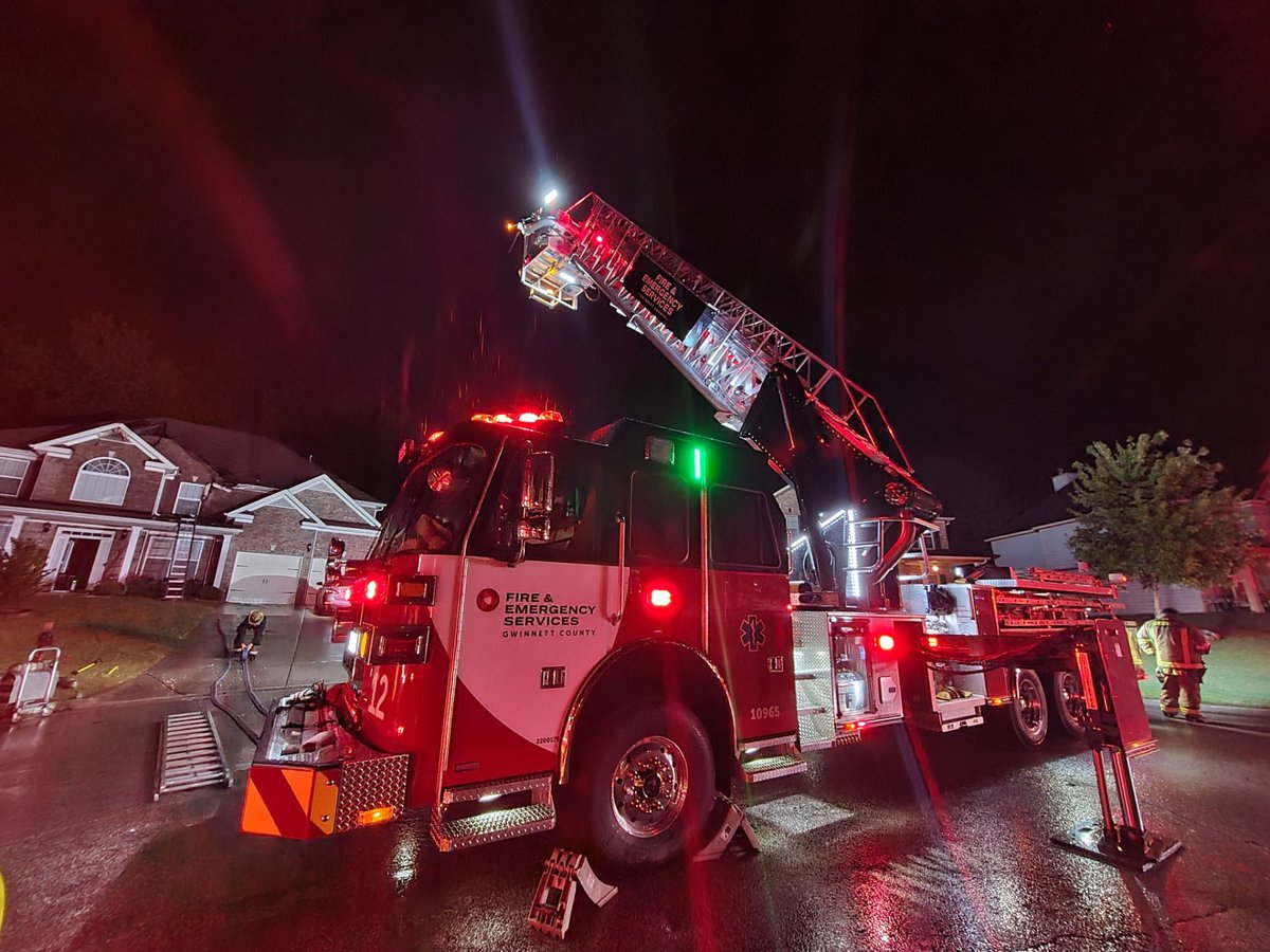 Firefighters worked overnight to put out a house fire in Gwinnett County during storms in the area.