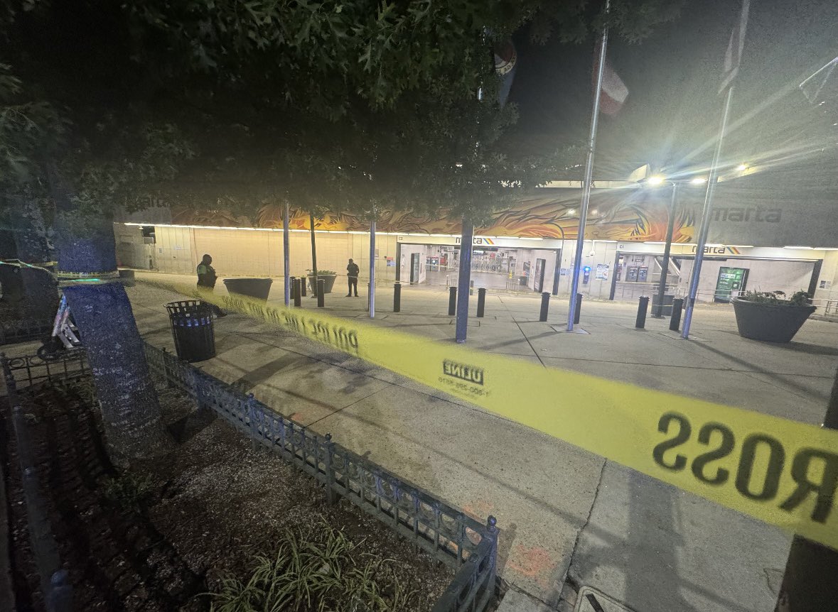 2 Marta police officers are in the hospital after being shot at by a suspect at Five Points Station @11AliveNews 1 officer is heading into surgery after being shot in the arm. A second officer, grazed in the leg.The suspect may have exited at West End Station