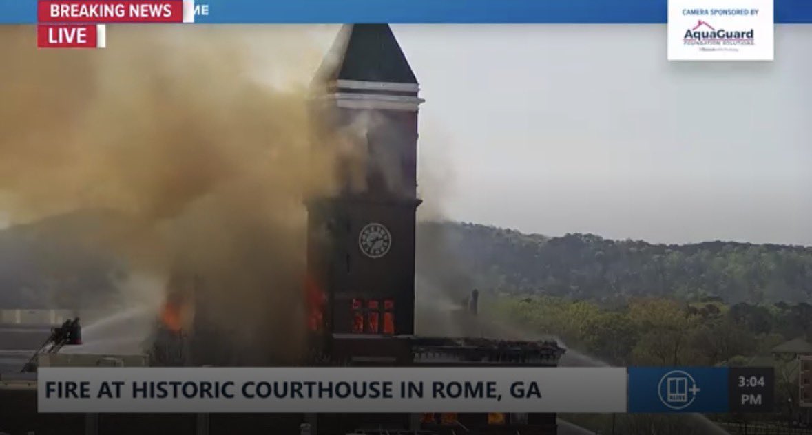 Major fire has been reported at the old historic Floyd County Courthouse in Rome GA.